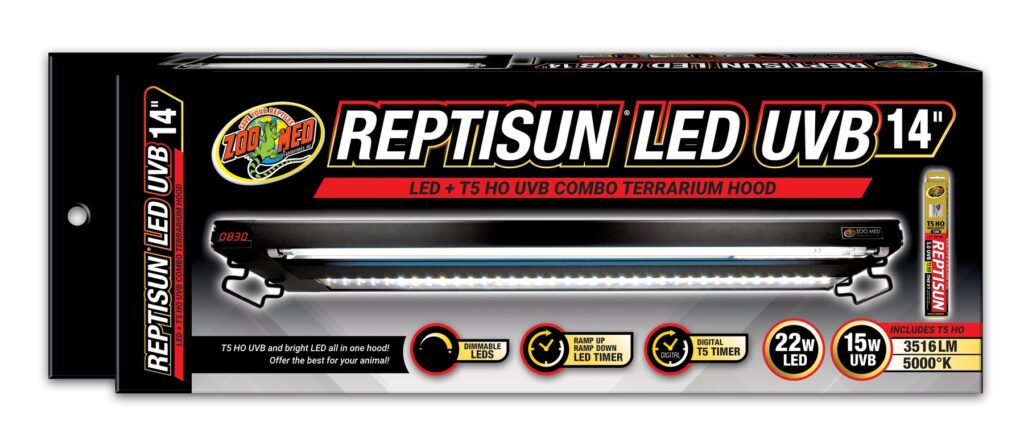 Zoo Med ReptiSun T5 LED UVB Hood w/ Timer - 14in | Cold Blooded